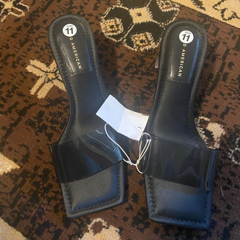 Good American Ombr Square toe Block heel sandals, size 11